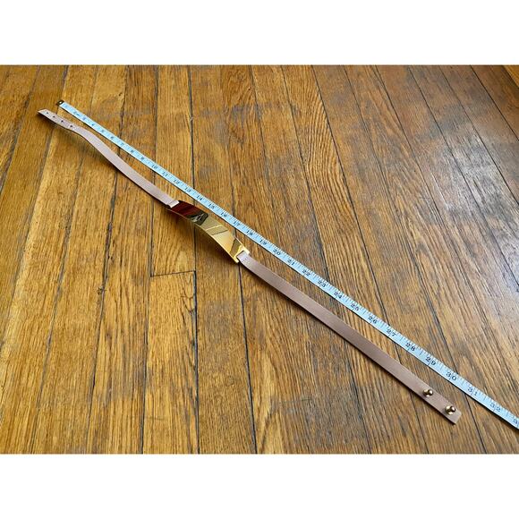 B-LOW THE BELT Tan Leather Waist Belt w/Gold Plate sz S/M - Picture 11 of 14